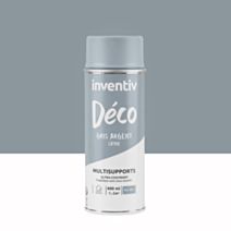 Peinture aérosol Multisupports ultra-couvrant gris argent satin 400ml - INVENTIV