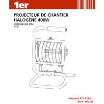 Projecteur de chantier halogène 400W noir - 1ER