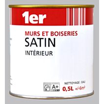 Peinture Murs et Boiseries Satin Blanc 0,5L - 1ER