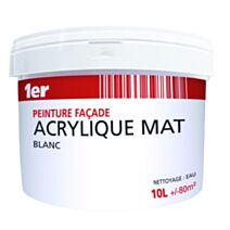 Peinture façade acrylique 10L- blanc - 1ER