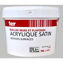 Peinture Murs et Plafonds Grandes Surfaces Satin Blanc 10L - 1ER
