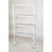 Etagère de rangement métal 4 tablettes H150xL75xP30cm blanc