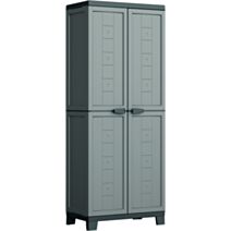 Armoire de rangement haute résine H173xL68xP39cm gris/noir - 1ER