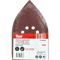 10 patins abrasifs autoagrippants Multi Black&Decker 175x105 Grain 80 - 1ER