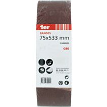 5 bandes sans fin abrasif 75x533mm grain 80 - 1ER