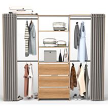 Dressing à rideau extensible L.163/235xH.204cm Blanc - ALSAPAN 