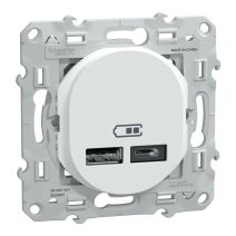 Prise chargeur double usb A+C 12W à assembler Ovalis blanc - SCHNEIDER ELECTRIC