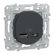 Prise chargeur usb A+C 12W à assembler Ovalis anthracite - SCHNEIDER ELECTRIC