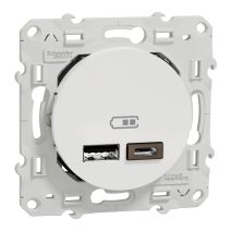 Prise chargeur double usb A+C à assembler Odace blanc - SCHNEIDER ELECTRIC