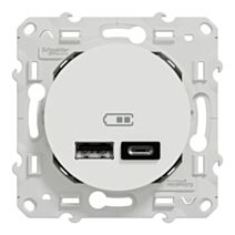 Prise chargeur double usb A+C à assembler Odace blanc - SCHNEIDER ELECTRIC