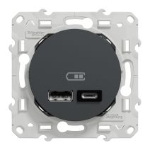 Prise chargeur double usb A+C à assembler Odace anthracite - SCHNEIDER ELECTRIC