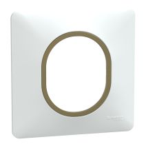 Plaque simple Ovalis blanc bague effet laiton - SCHNEIDER ELECTRIC