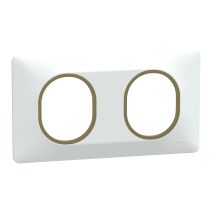 Plaque double Ovalis blanc bague effet laiton - SCHNEIDER ELECTRIC