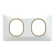 Plaque double Ovalis blanc bague effet laiton - SCHNEIDER ELECTRIC