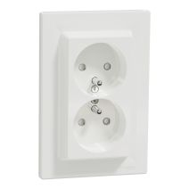 Double prise avec terre Asfora blanc - SCHNEIDER ELECTRIC