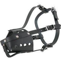 Muselière cuir réglable Police noire - T8