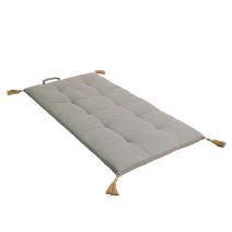 Futon repliable Panama 60 x 120 cm pompons jute gris clair - DECOSTARS