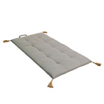 Futon repliable Panama 60 x 120 cm pompons jute gris clair - DECOSTARS