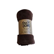 Plaid doudou Coral Fleece 125 x 150 cm chocolat - DECOSTARS