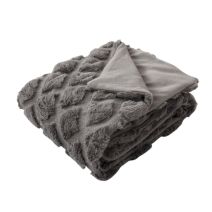 Plaid fourrure Karellis 125 x 150 cm gris - DECOSTARS