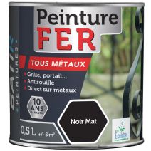 Peinture fer tous métaux ecolabel 0.5 l noir mat