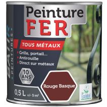 Peinture fer tous métaux ecolabel 0.5 l rouge basque