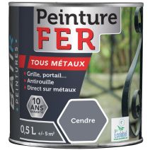 Peinture fer tous métaux ecolabel 0.5 l cendre