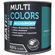 Peinture multi colors satin soyeux 0.5 l bleu canard