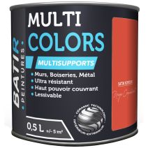 Peinture multi colors satin soyeux 0.5 l rouge coquelicot