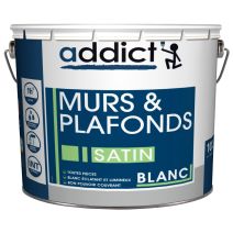 Peinture murs et plafonds 10L blanc satin ADDICT
