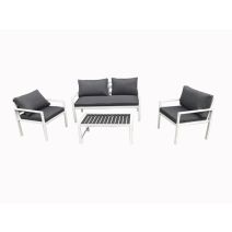 Salon de jardin bas Alu Milano 4 places blanc/gris