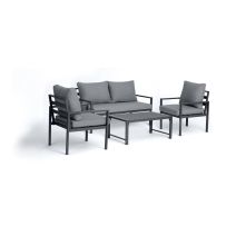 Salon de jardin bas Alu Milona 4 places gris