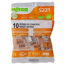 10 bornes de connexion rapide 2 entrées S221 - WAGO