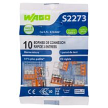 10 bornes de connexion rapide 3 entrées S2273 - WAGO