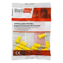 10 fiches plates femelles jaune Section 4-6 mm²
