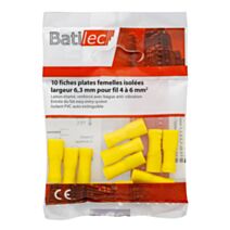 10 fiches plates femelles isolées jaune Section 4-6 mm²