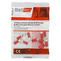 10 fiches anneaux rouge Section 0,5-1,5 mm²