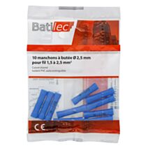 10 manchons à butées bleu Section 1,5-2,5 mm²