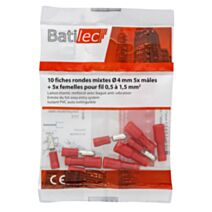 10 fiches rondes rouge Section 0,5 -1,5 mm²