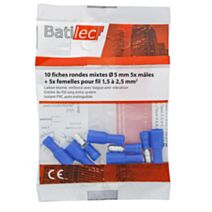 10 fiches rondes bleu Section 1,5 -2,5 mm²
