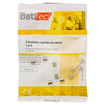 5 fusibles rapides en verre 1,6A 5x20mm BAT030885 - BATILEC