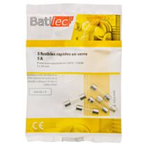5 fusibles rapides en verre 5A 5x20mm BAT030939 - BATILEC