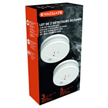 2 détecteurs de fumée NF autonomie 5 ans - EVACUATE