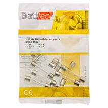 10 fusibles rapides en verre (2x2A + 2x3,15A + 2x5A + 2x10A + 2x15A) BAT036252 - BATILEC
