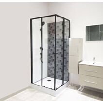 Cabine de douche Ciment Décors Imprimé Noir 100x80cm - AYOR