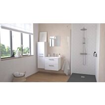 Meuble Salle de Bain Smart Suspendu 60cm 2 Tiroirs Finitions Blanc