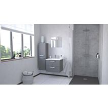 Meuble de salle de bain à suspendre 60cm gris 2 tiroirs - ONDEE