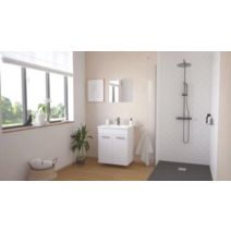 Meuble Salle de Bain Smart Suspendu 60cm 2 Portes Finitions Blanc