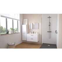 Meuble Salle de Bain Smart Suspendu 80cm 2 Tiroirs Finition Blanc