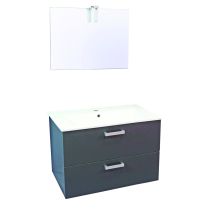 Meuble Salle de Bain Smart Suspendu 80cm 2 Tiroirs Finition Gris